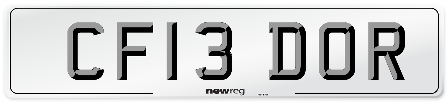 CF13 DOR Number Plate from New Reg